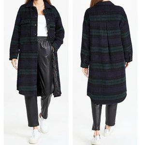 Amanda Uprichard Womens Blue Green Plaid Rubin Shacket Coat Jacket M